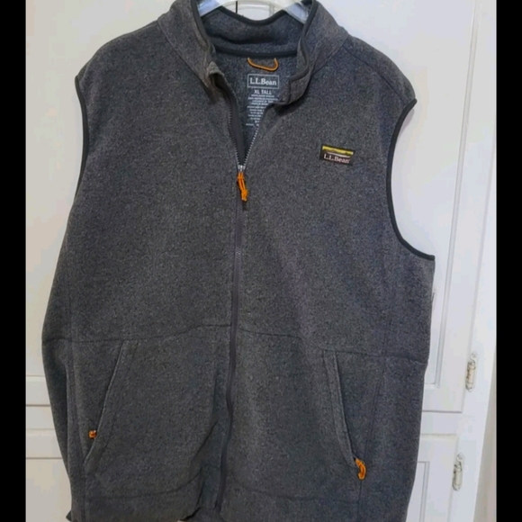 Vintage LL Bean Gray Fleece Vest, Orange Zipper Tabs, Men's XL Tall - Picture 1 of 3